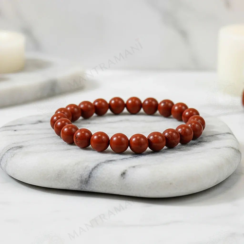 MantraMani Red Jasper Bracelet – Strength, Stability & Root Chakra Energy