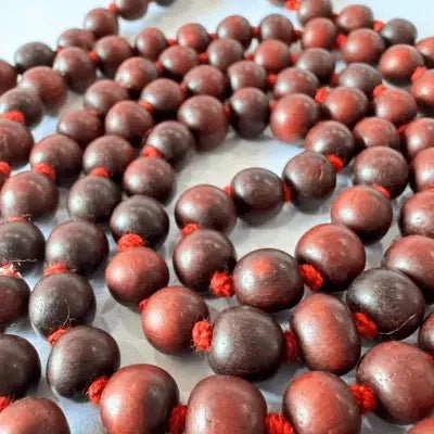 MantraMani Red Sandalwood Beads Mala - Energized Vedic Gemstone Jewelry - MantraMani