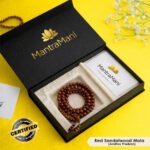 MantraMani Red Sandalwood Beads Mala - Energized Vedic Gemstone Jewelry - MantraMani