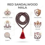 MantraMani Red Sandalwood Beads Mala - Energized Vedic Gemstone Jewelry - MantraMani