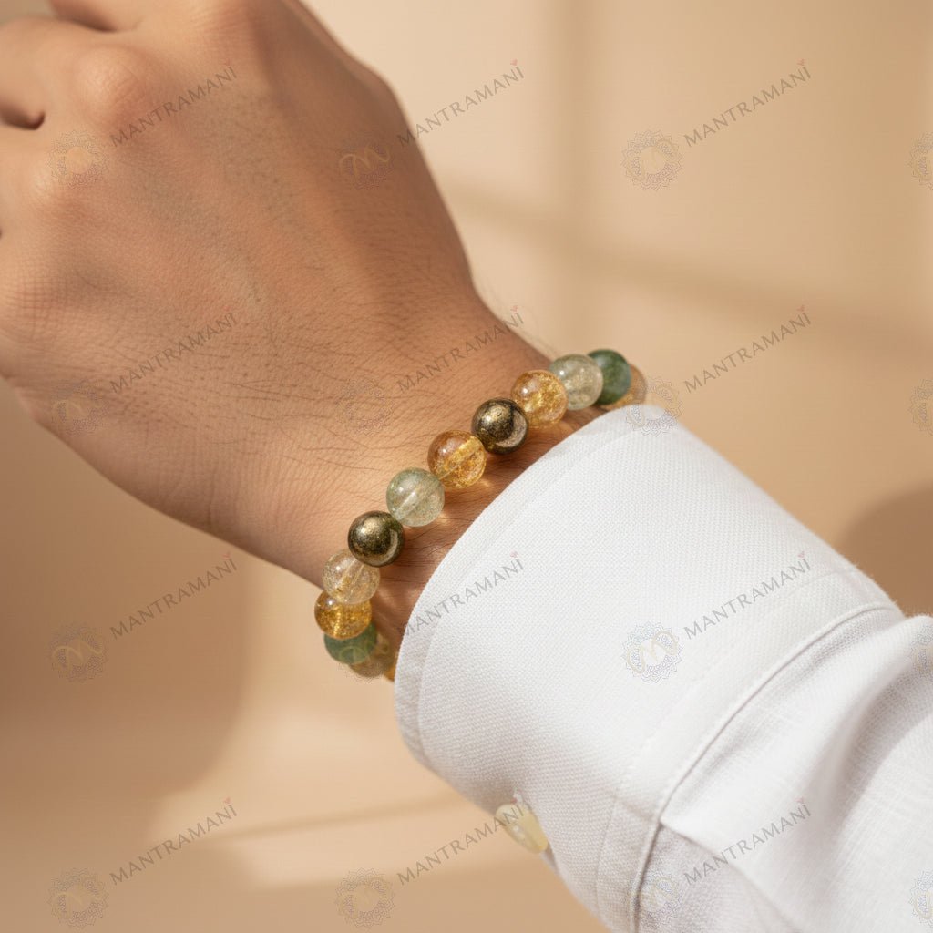 MantraMani RinMukti  Financial Stability Bracelet for Savings, Karz Mukti & Money Flow - Energized Vedic Gemstone Jewelr...