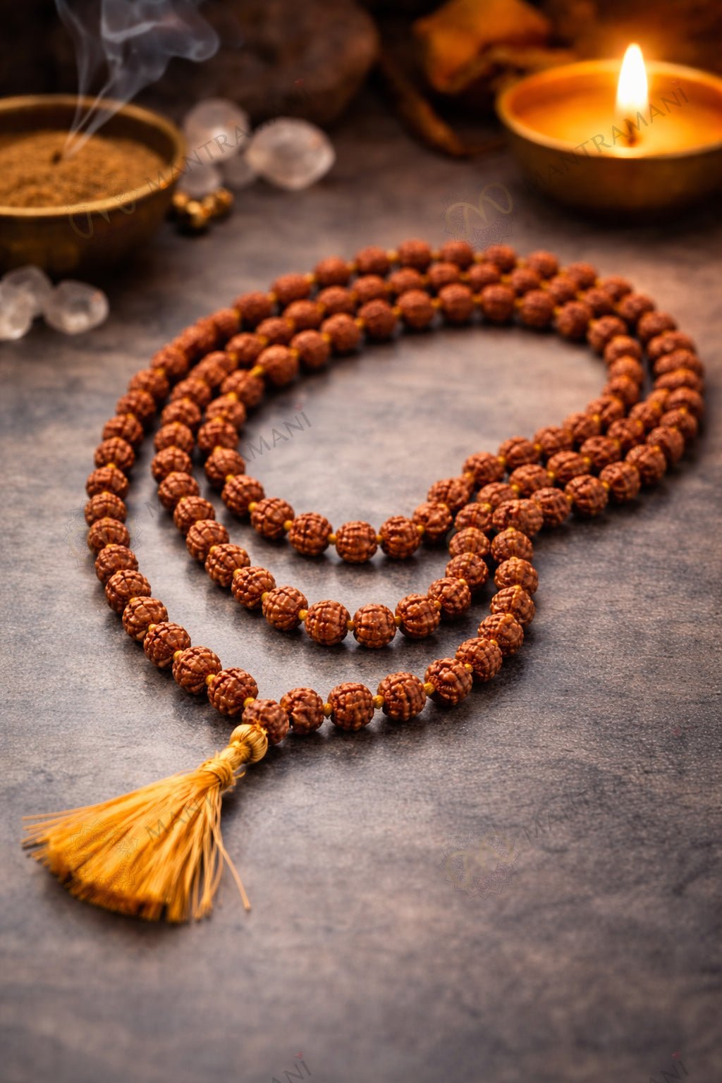 MantraMani Rudraksha Jaap Mala  108 + 1 Meru - Energized Vedic Gemstone Jewelry - MantraMani