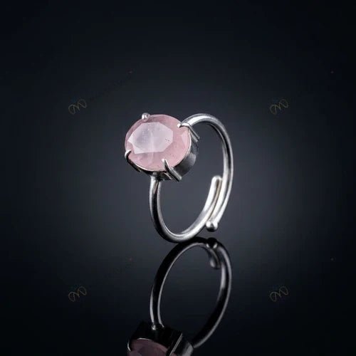 MantraMani Rose Quartz Ring: Relationship & Love - Energized Vedic Gemstone Jewelry - MantraMani