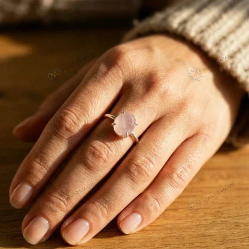 MantraMani Rose Quartz Ring: Relationship & Love
