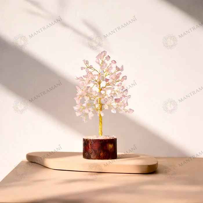 MantraMani Rose Quartz Tree : Improve Love, Relationship & Emotional Connection - Energized Vedic Gemstone Jewelry - Man...