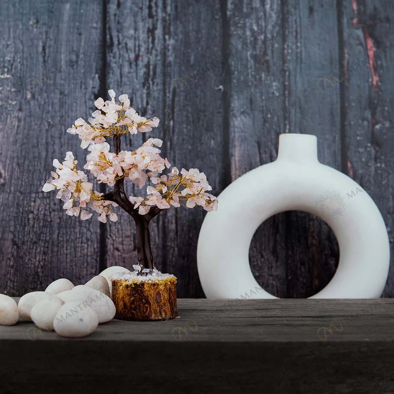 MantraMani Rose Quartz Tree : Improve Love, Relationship & Emotional Connection