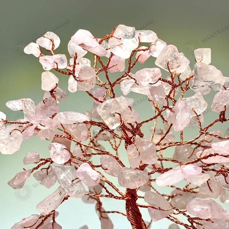 MantraMani Rose Quartz Tree : Improve Love, Relationship & Emotional Connection - Energized Vedic Gemstone Jewelry - Man...