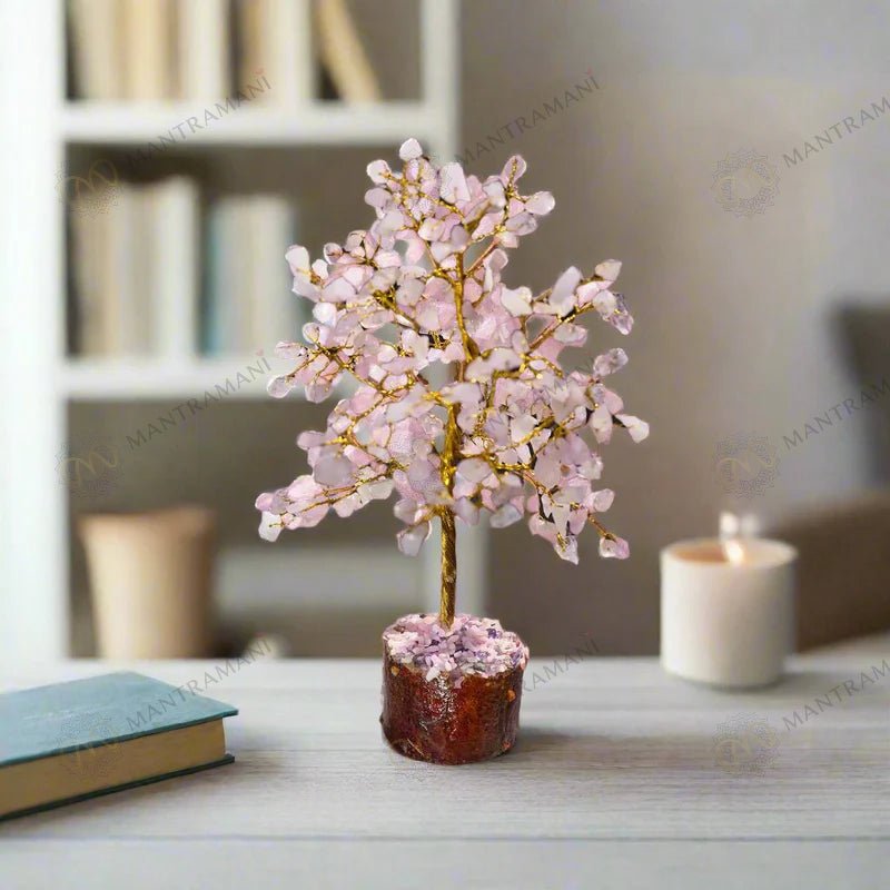 MantraMani Rose Quartz Tree : Improve Love, Relationship & Emotional Connection - Energized Vedic Gemstone Jewelry - Man...