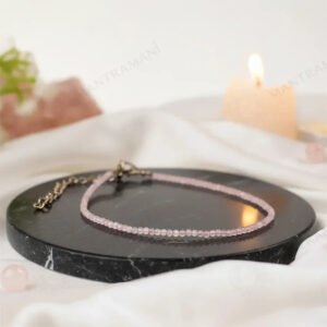 MantraMani Rose Quartz Diamond Cut Anklet: Improve Love, Relationship & Emotional Connection