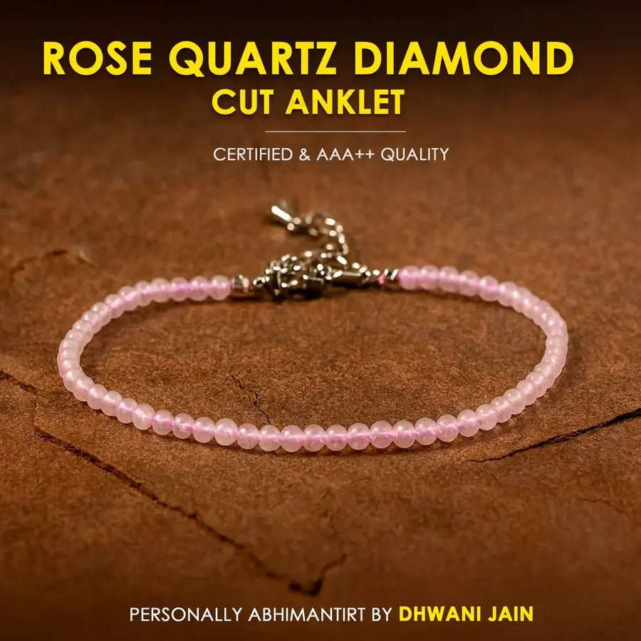 MantraMani Rose Quartz Anklet 3mm – For confidence, courage & Love