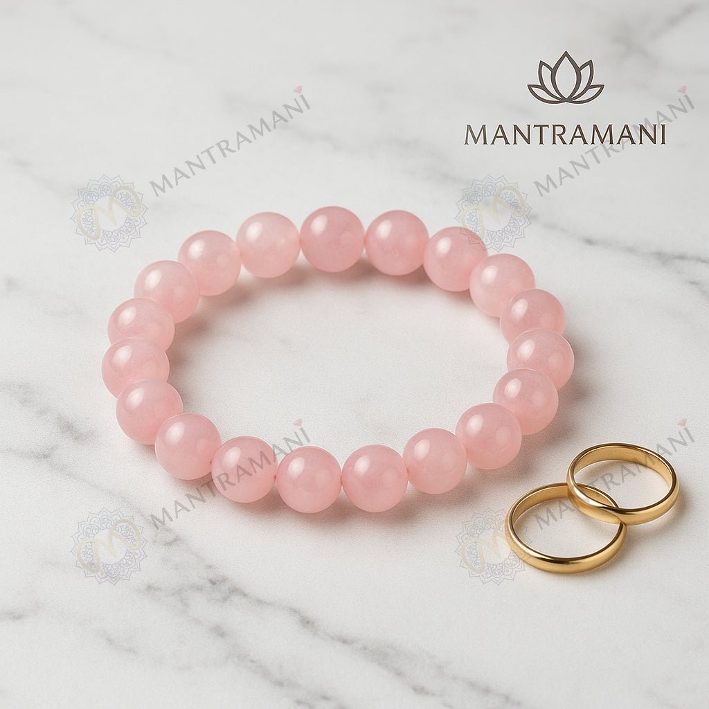 MantraMani clat Roselle Rose Quartz Bracelet - Energized Vedic Gemstone Jewelry - MantraMani