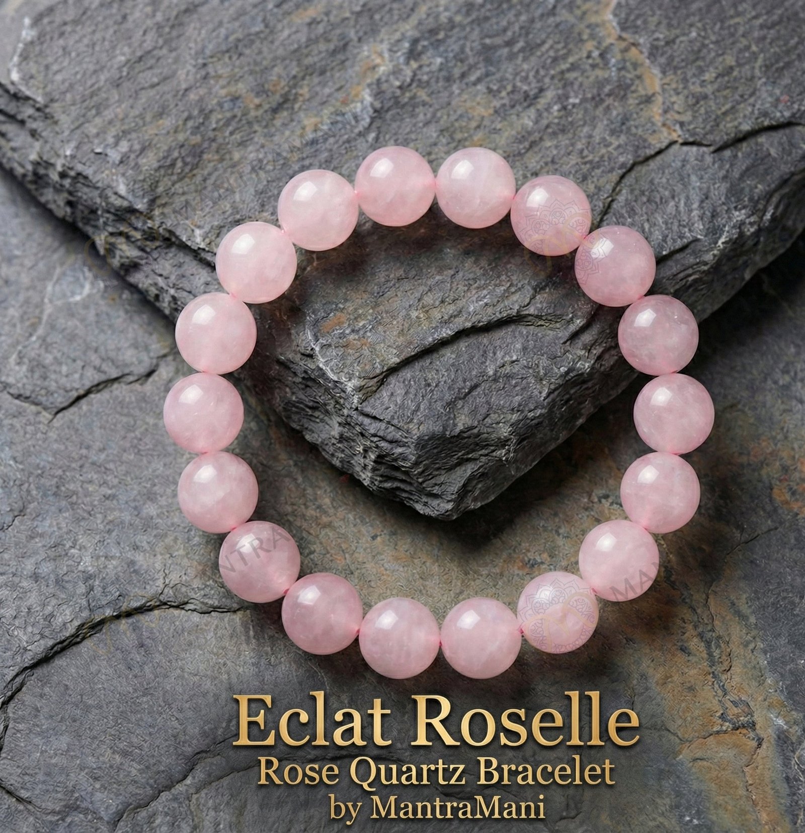MantraMani clat Roselle Rose Quartz Bracelet - Energized Vedic Gemstone Jewelry - MantraMani