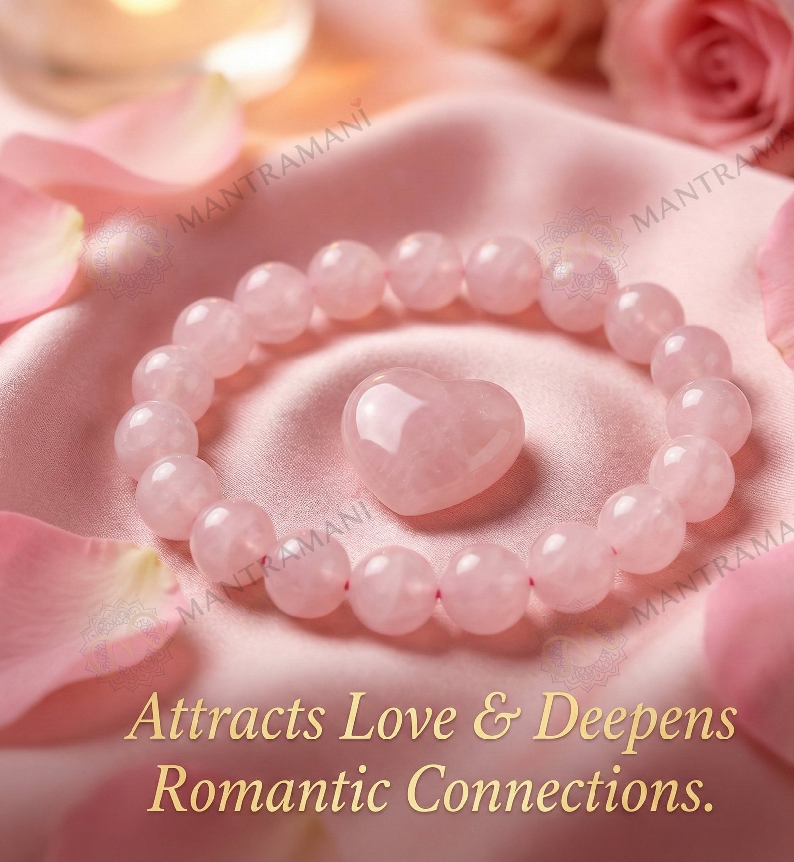 MantraMani clat Roselle Rose Quartz Bracelet - Energized Vedic Gemstone Jewelry - MantraMani