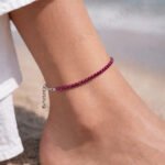 MantraMani Radiance Ruby Anklet 3mm - Energized Vedic Gemstone Jewelry - MantraMani