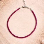 MantraMani Radiance Ruby Anklet 3mm - Energized Vedic Gemstone Jewelry - MantraMani