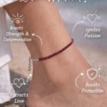 MantraMani Radiance Ruby Anklet 3mm - Energized Vedic Gemstone Jewelry - MantraMani