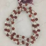 MantraMani Rudraksha & Clear Quartz (Rudraksha, Sphatik) - Energized Vedic Gemstone Jewelry - MantraMani