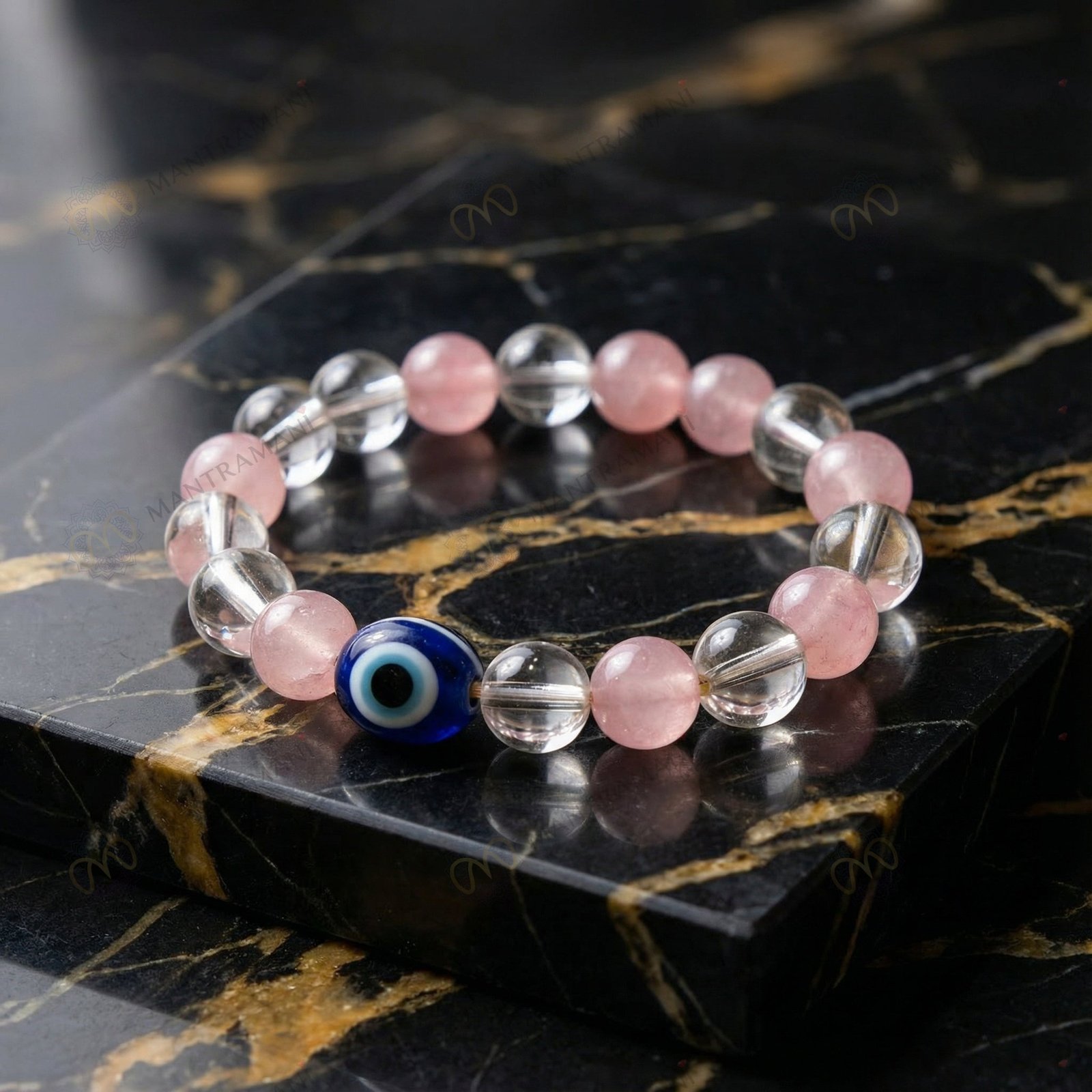 MantraMani SeraBloom Bracelet for Love, Romance, Emotional Peace & Womens Wellness  A Wonder Bracelet with Clear Quartz ...