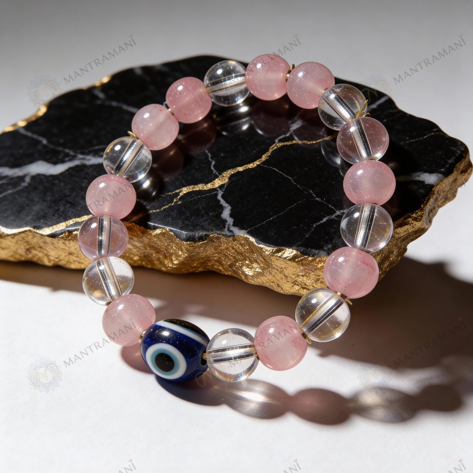 MantraMani SeraBloom Bracelet for Love, Romance, Emotional Peace & Womens Wellness  A Wonder Bracelet with Clear Quartz ...