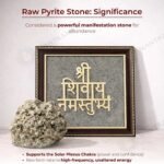 MantraMani Shivaya Namastubhyam Raw Pyrite Frame for Divine Vibration - Energized Vedic Gemstone Jewelry - MantraMani