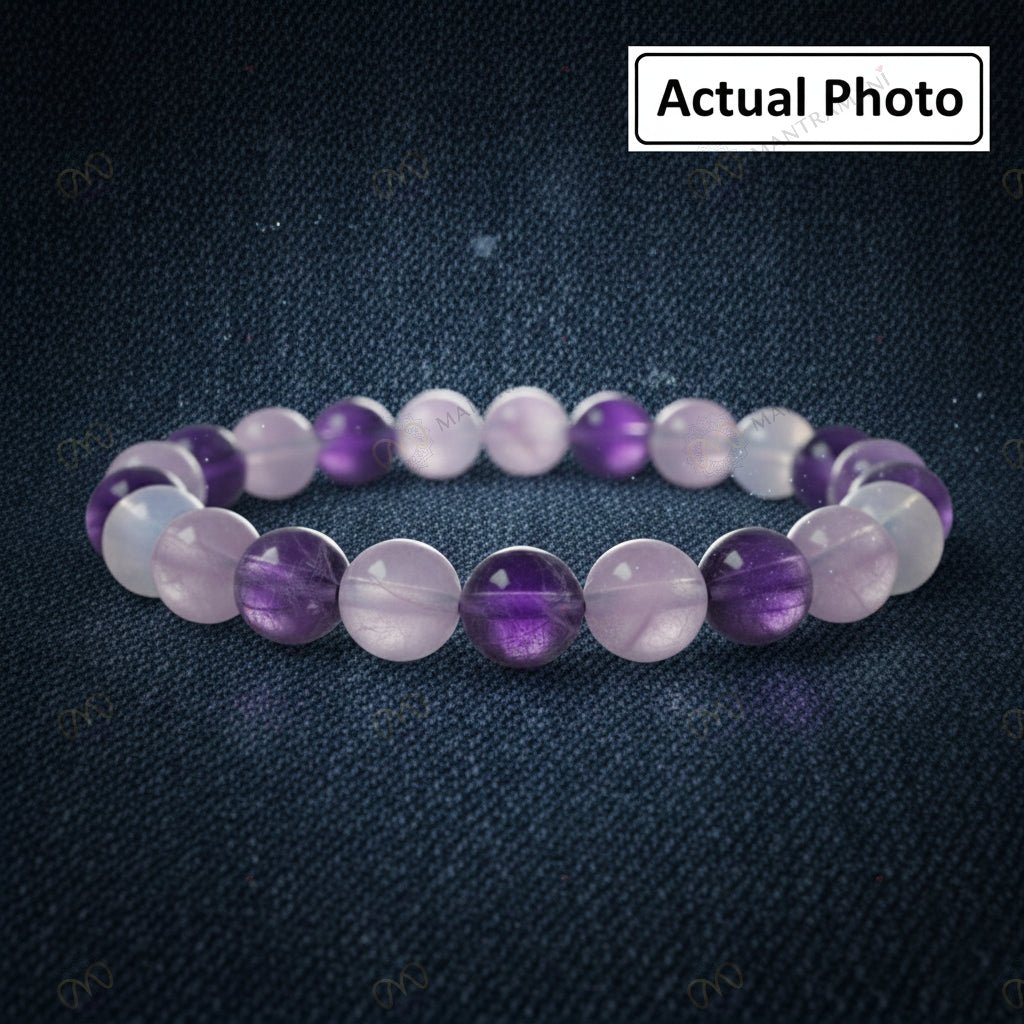 MantraMani Serena Mind  Calming Bracelet for Anxiety Relief, Sleep & Mental Peace - Energized Vedic Gemstone Jewelry - M...
