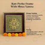 MantraMani Shree Yantra Raw Pyrite Frame for Wealth Manifestation with FREE Raw Pyrite Stone - Energized Vedic Gemstone ...