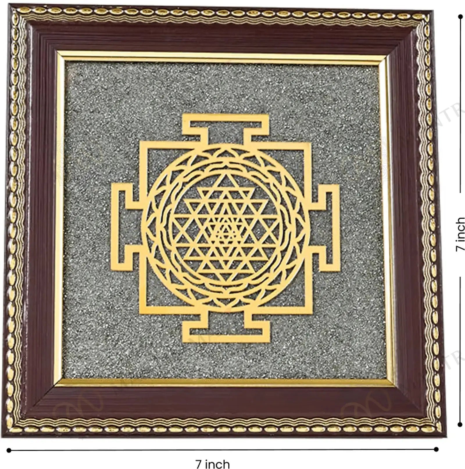 MantraMani Shree Yantra Raw Pyrite Frame for Wealth Manifestation with FREE Raw Pyrite Stone - Energized Vedic Gemstone ...