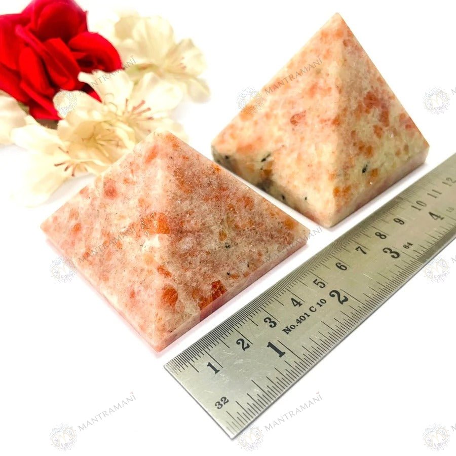 MantraMani Crest Sunstone Pyramid - Energized Vedic Gemstone Jewelry - MantraMani