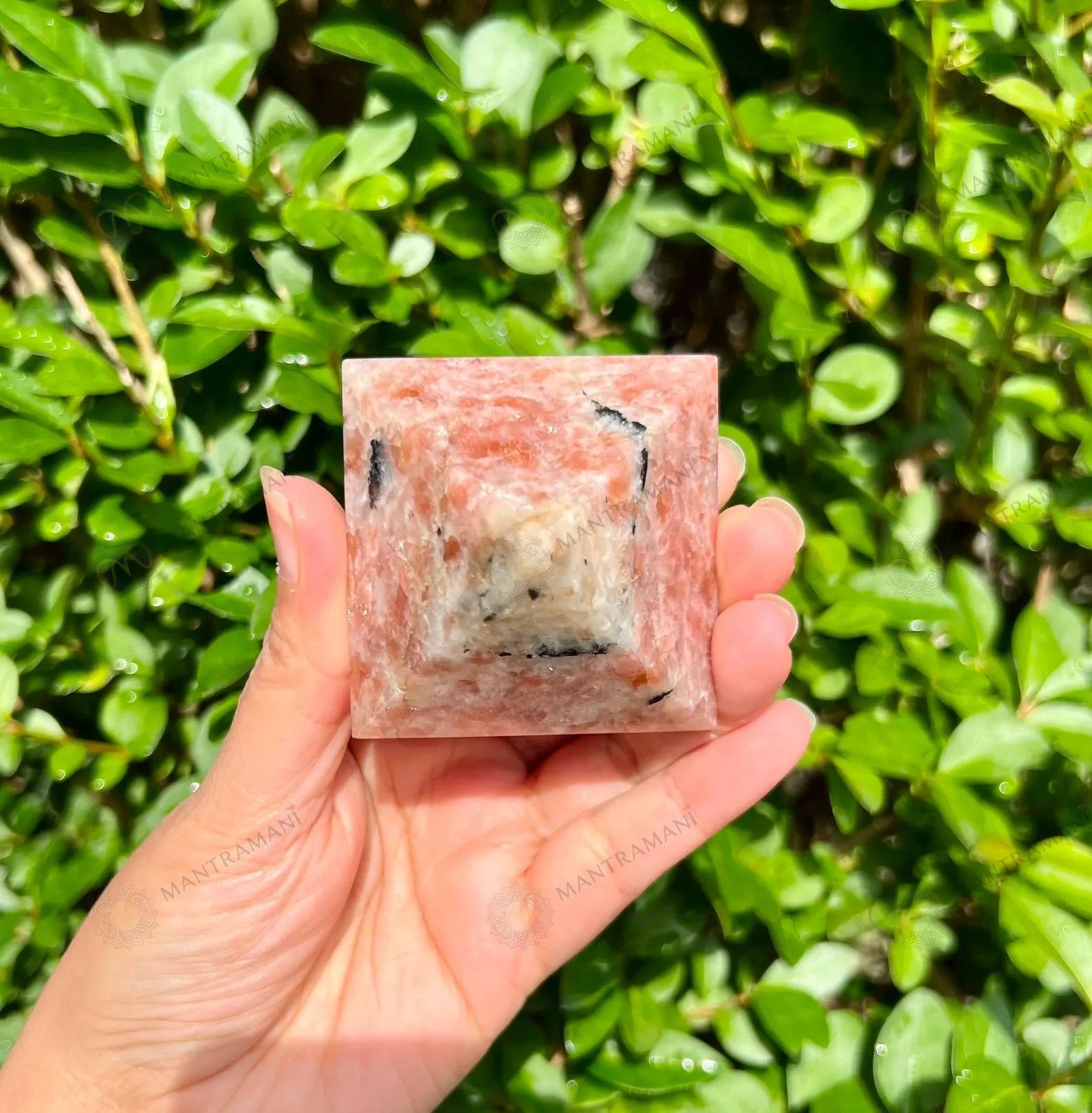 MantraMani Crest Sunstone Pyramid - Energized Vedic Gemstone Jewelry - MantraMani