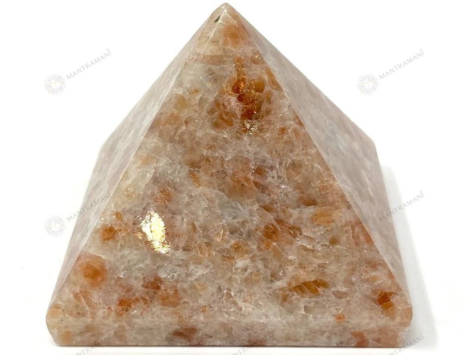 MantraMani Crest Sunstone Pyramid - Energized Vedic Gemstone Jewelry - MantraMani