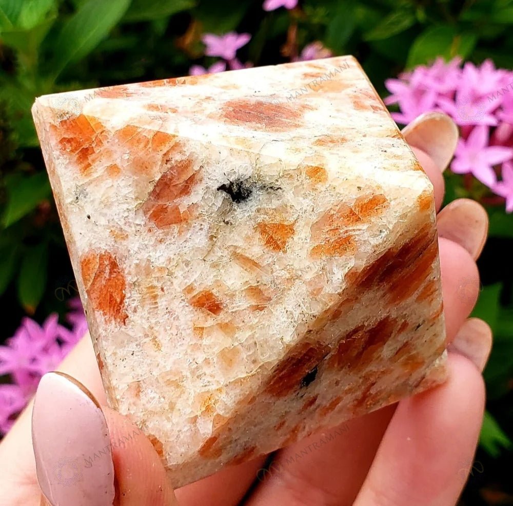 MantraMani Crest Sunstone Pyramid - Energized Vedic Gemstone Jewelry - MantraMani