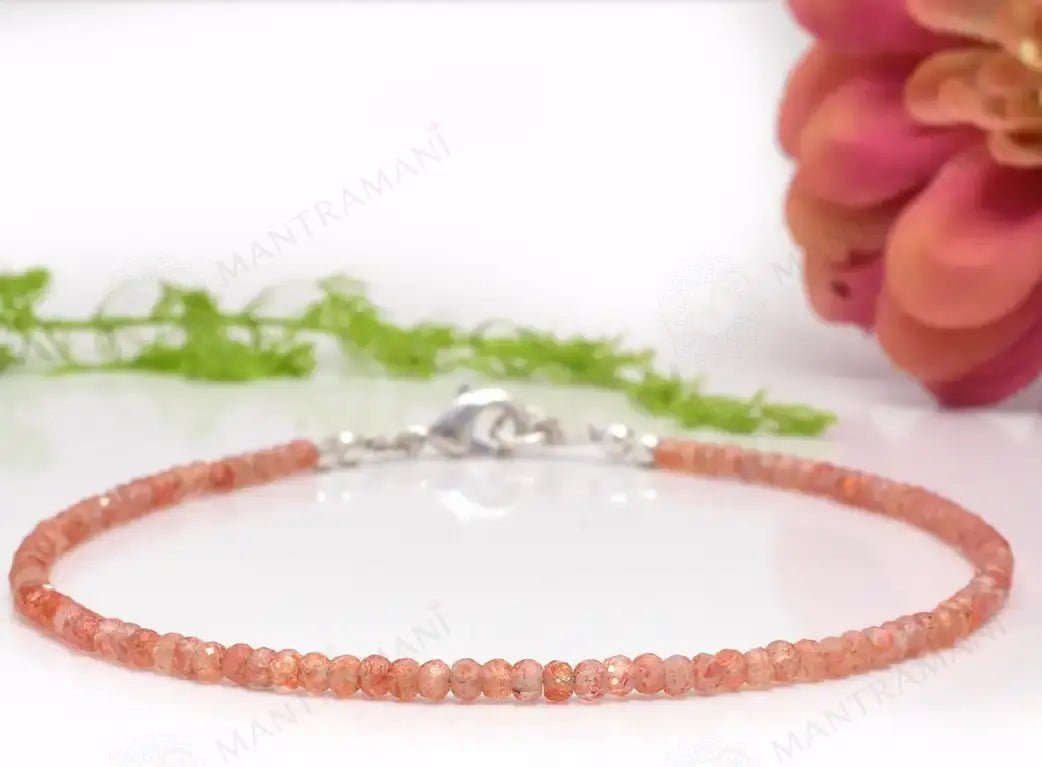 MantraMani Blue Sunstone Anklet - Energized Vedic Gemstone Jewelry - MantraMani