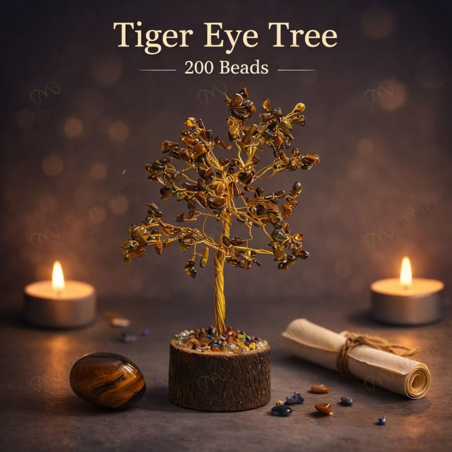 MantraMani Tiger Eye Tree for Confidence, Courage & Focus