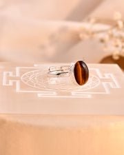 MantraMani Tiger Eye Ring: Enhances Focus and Decision - Energized Vedic Gemstone Jewelry - MantraMani
