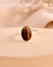 MantraMani Tiger Eye Ring: Enhances Focus and Decision - Energized Vedic Gemstone Jewelry - MantraMani