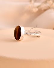 MantraMani Tiger Eye Ring: Enhances Focus and Decision - Energized Vedic Gemstone Jewelry - MantraMani