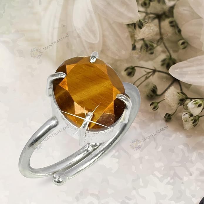 MantraMani Tiger Eye Ring: Enhances Focus and Decision - Energized Vedic Gemstone Jewelry - MantraMani