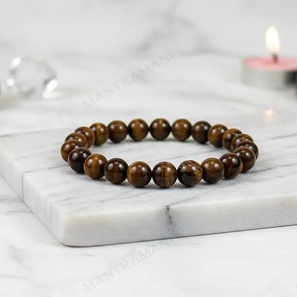 Chatoyant Tiger Eye stone bracelet for protection & grounding - MantraMani