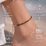 MantraMani Tigers Eye Anklet - Energized Vedic Gemstone Jewelry - MantraMani