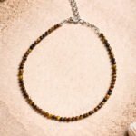 MantraMani Tigers Eye Anklet - Energized Vedic Gemstone Jewelry - MantraMani