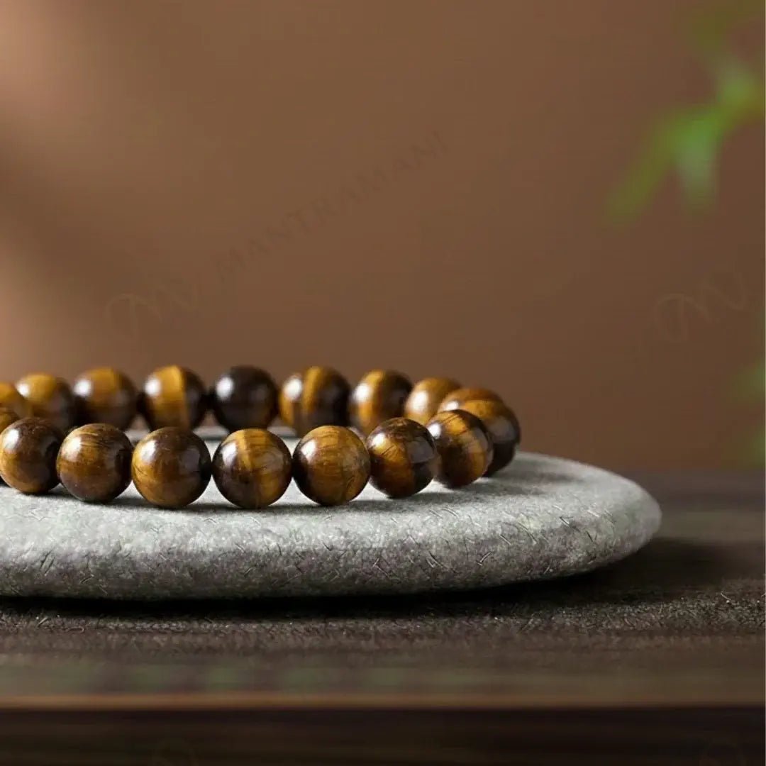 Tiger Eye bead bracelet for Sun-Mars energy & willpower - MantraMani India
