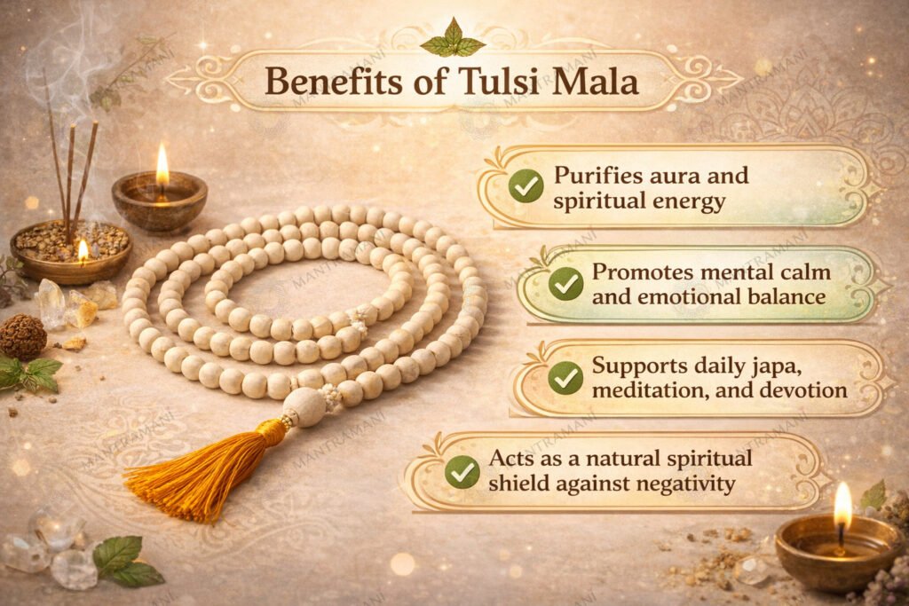 MantraMani Tulsi Kanthi Mala — Sacred Tulsi Mala for Daily Purity, Protection & Devotion