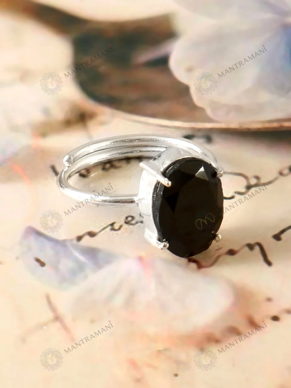 MantraMani Black Tourmaline Ring: Protect from Psychic attacks & Negative Engery - Energized Vedic Gemstone Jewelry - Ma...