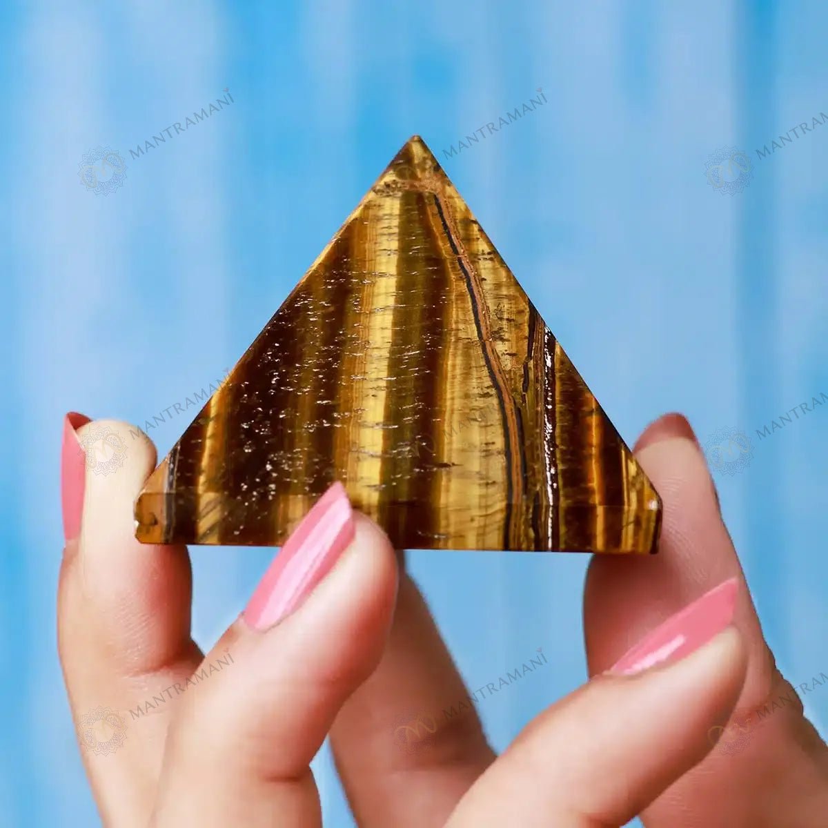MantraMani Tiger Eye Pyramid - Energized Vedic Gemstone Jewelry - MantraMani