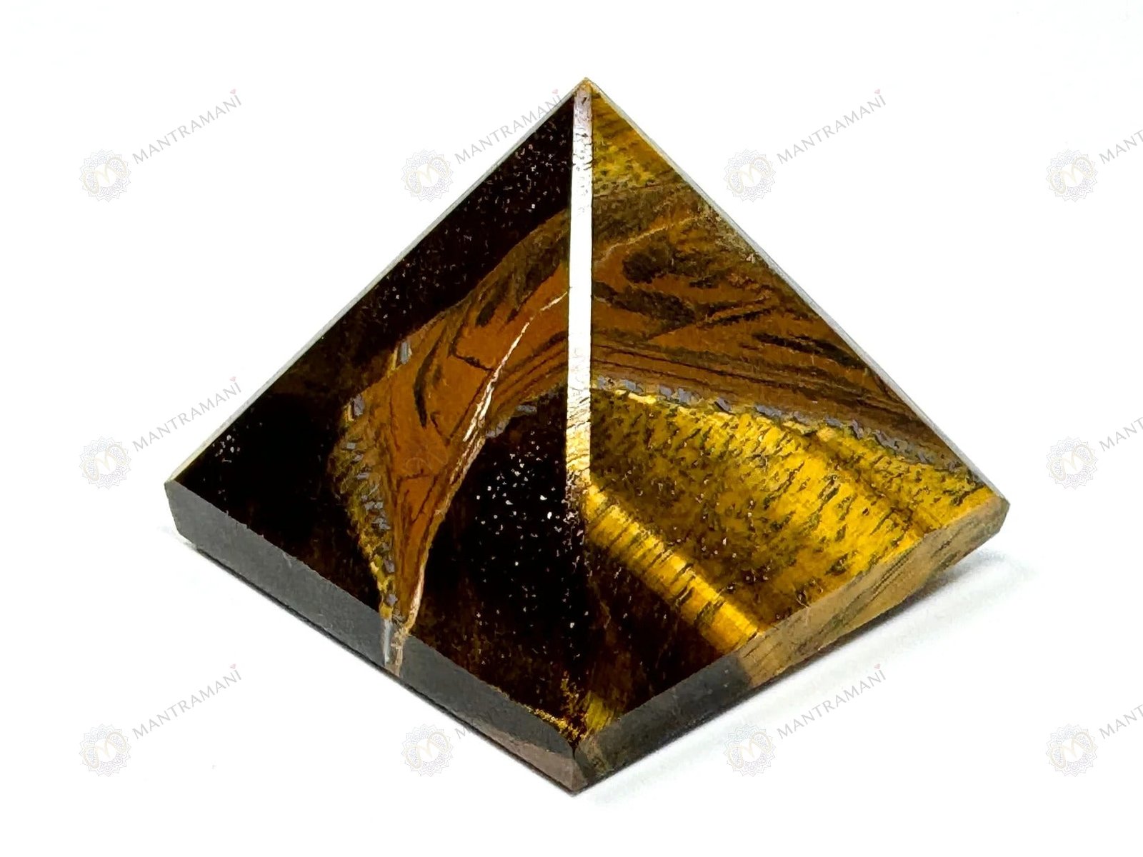 MantraMani Tiger Eye Pyramid - Energized Vedic Gemstone Jewelry - MantraMani