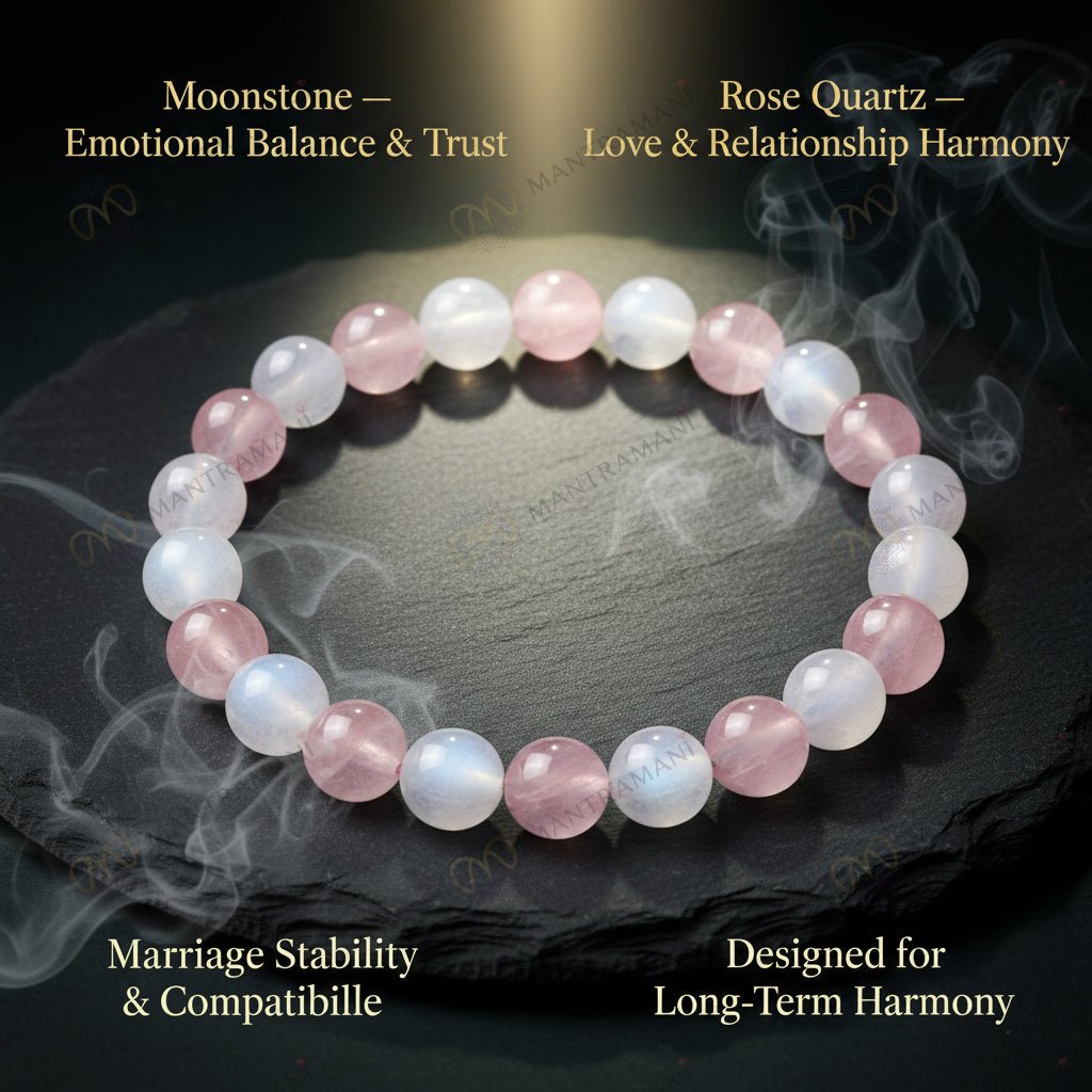 MantraMani Union Grace  Marriage Stability Bracelet for Trust, Compatibility & Long - Energized Vedic Gemstone Jewelry -...