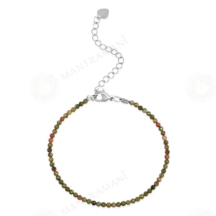MantraMani Unakite Anklet - Energized Vedic Gemstone Jewelry - MantraMani