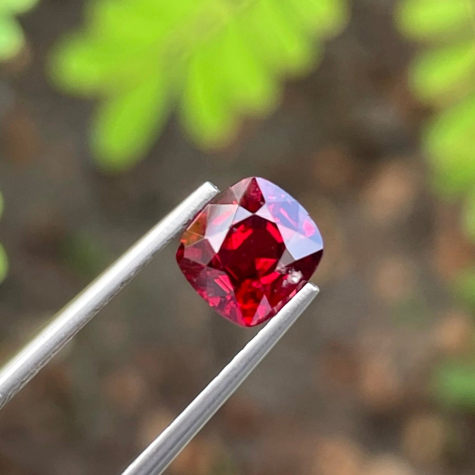 MantraMani 1.55 Carat Red Spinel Cushion Cut Natural Loose Gemstone