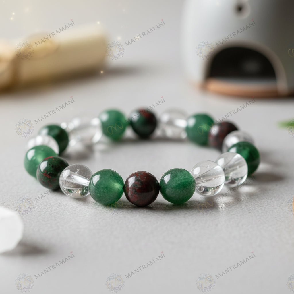 MantraMani VitaCore  Health Support Bracelet for Cholesterol & Blood Pressure Control - Energized Vedic Gemstone Jewelry...