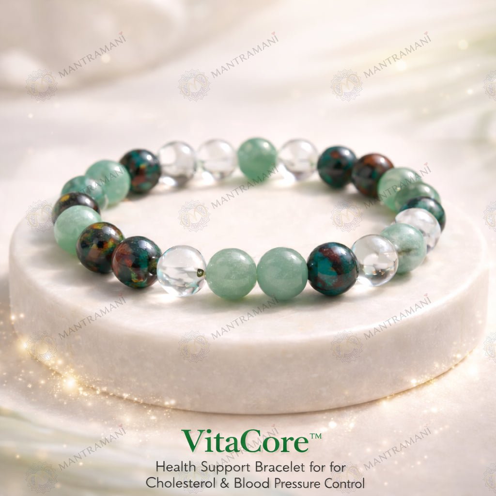 MantraMani VitaCore  Health Support Bracelet for Cholesterol & Blood Pressure Control - Energized Vedic Gemstone Jewelry...